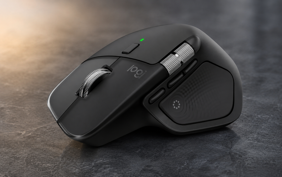 Logitech MX Master 4, Ergonomic Wireless Mouse with Advanced Performance Haptic Feedback, Ultra-Fast Scrolling, USB-C Charging, Bluetooth, Windows, MacOS - Black