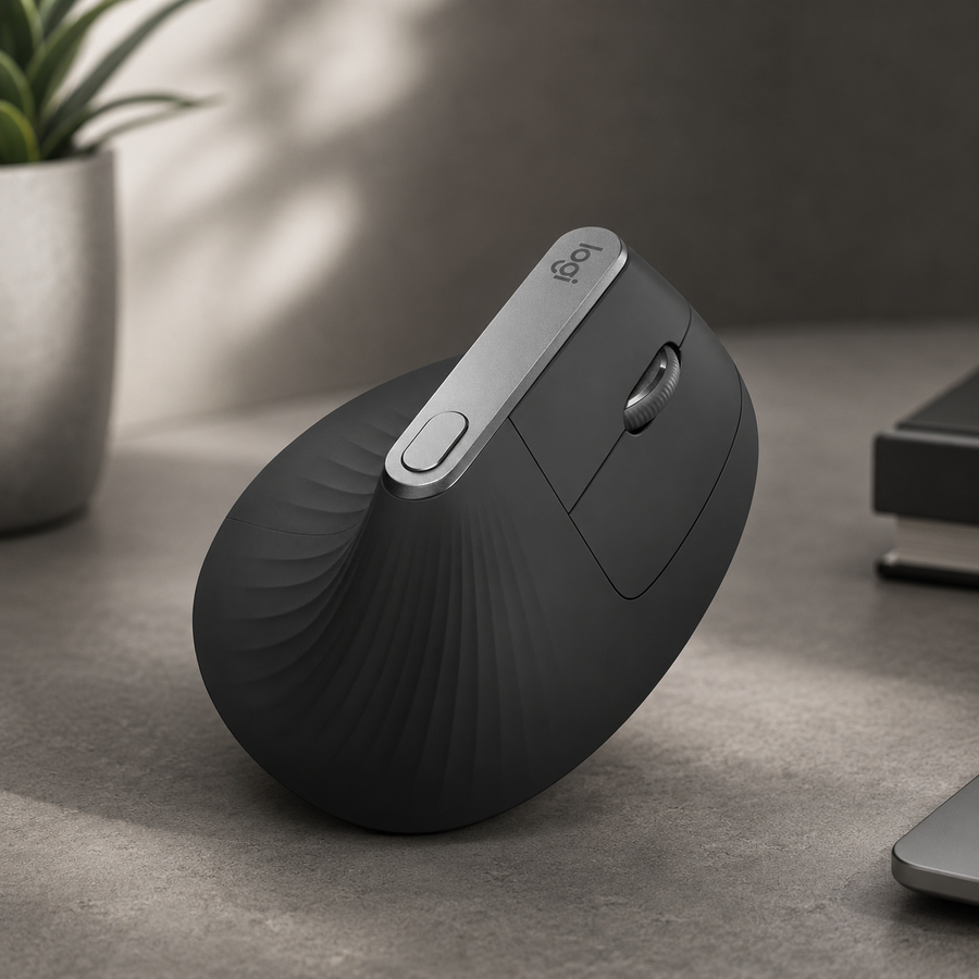 Logitech MX Vertical Ergonomic Mouse, Multi-Device, Bluetooth or 2.4GHz Wireless with USB Unifying Receiver, 4000 DPI Optical Tracking, 4 Buttons, Fast Charging, Laptop/PC/Mac/iPad OS- Black