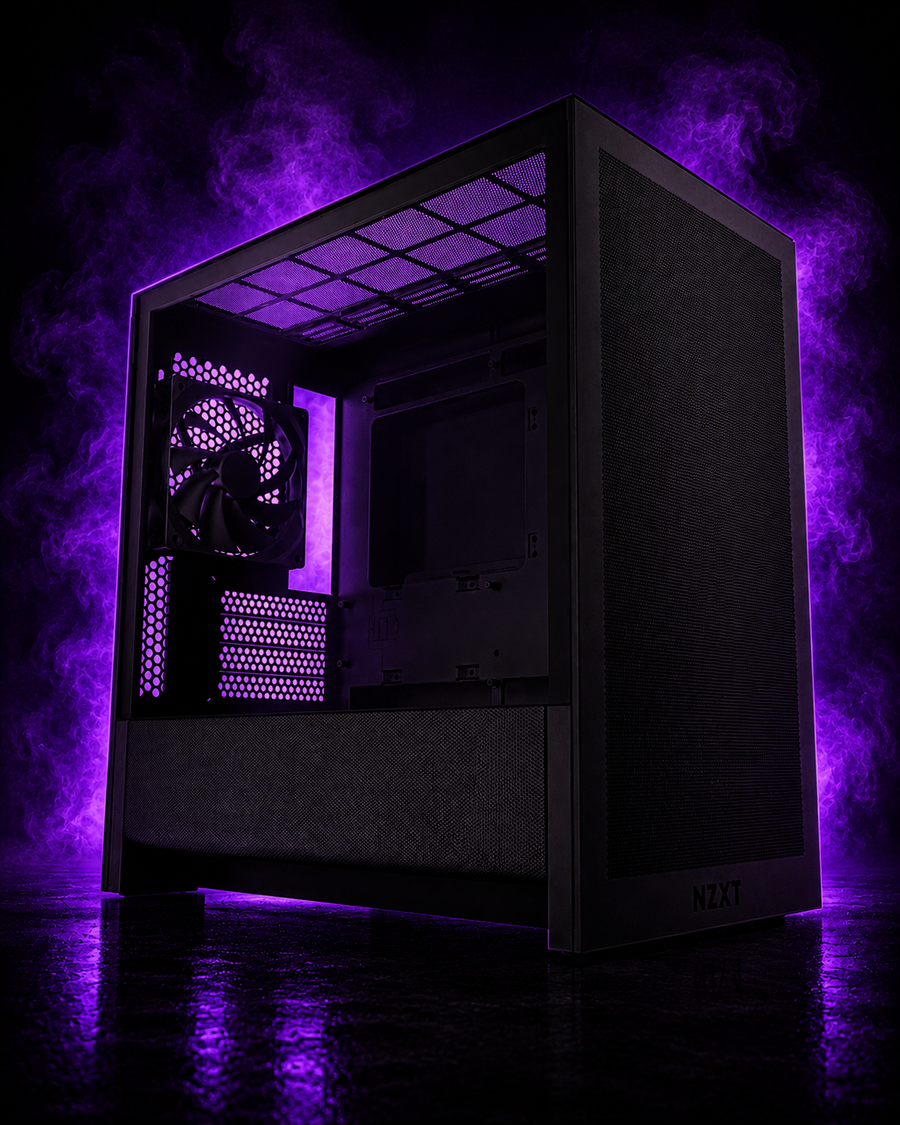 NZXT H3 Flow – Micro-ATX PC Case – Optimized Airflow – Includes 1 x 120mm Rear Fan – Supports Full-Sized GPUs – Fits 280mm Front, 240mm Top Radiator – Back-Connect Motherboard – Black