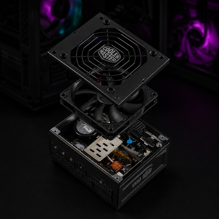 Cooler Master V850 SFX Gold ATX 3.1, UK Plug - 850W 80 PLUS Gold, Fully Modular Power Supply Unit, SFFmini-ITX PSU, 92mm FDB Fan, PCIe 5.1 Cable, SFX-to-ATX Bracket, 10-Year Warranty