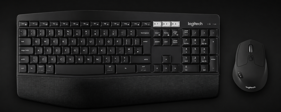 Logitech MK850 Multi-Device Wireless Keyboard and Mouse Combo, 2.4GHz Wireless and Bluetooth, Curved Keyframe & Wireless Mouse, 12 Programmable Keys, 3-Year Battery Life, PC/Mac, QWERTY UK Layout