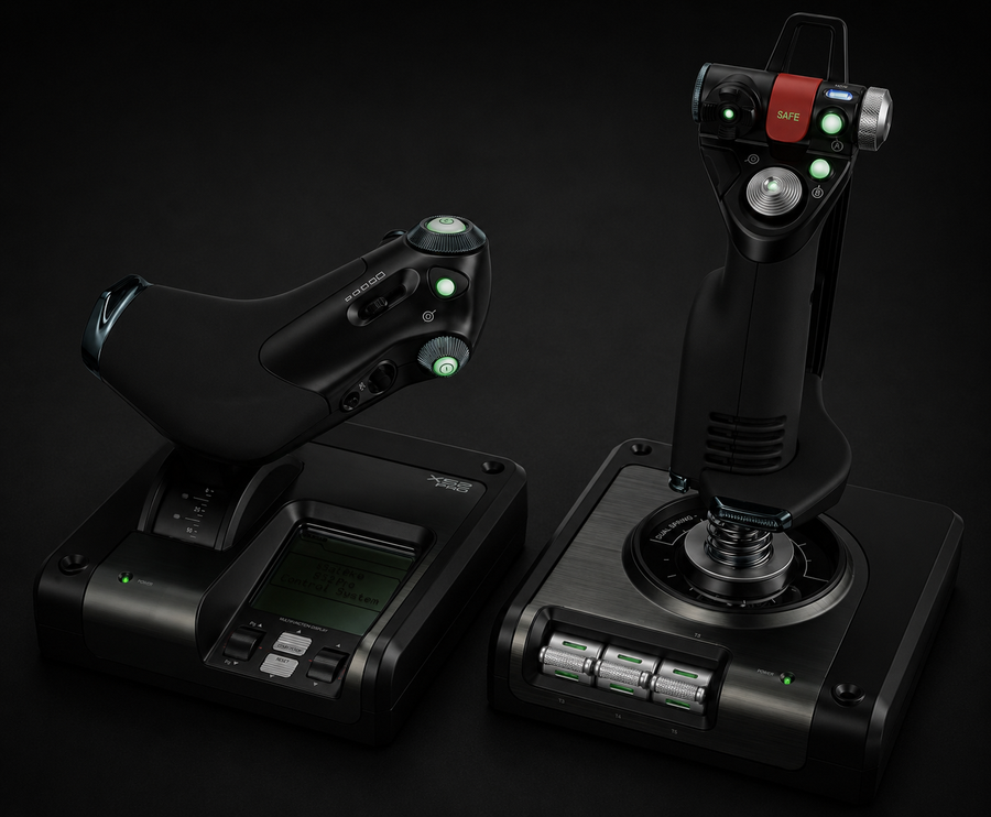 Logitech G Saitek X52 Pro Flight 3M System with Metal Part Gas Control and Simulation Joystick, LCD Display, Dual Suspension, Illuminated Buttons, 2 USB Connections - Black