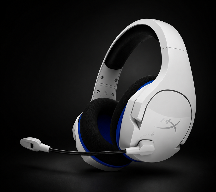 HyperX Cloud Stinger Core Wireless Gaming Headset for PS4 PS5 PC Lightweight Durable Steel Slider Noise Cancelling Microphone, White