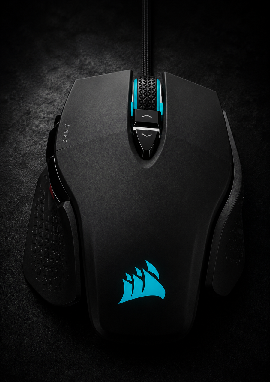 Corsair M65 RGB Ultra Tunable FPS Gaming Mouse, Marksman 26,000 DPI Optical Sensor, Switches, AXON Hyper-Processing Technology, Fusion Control, Weight System, Black