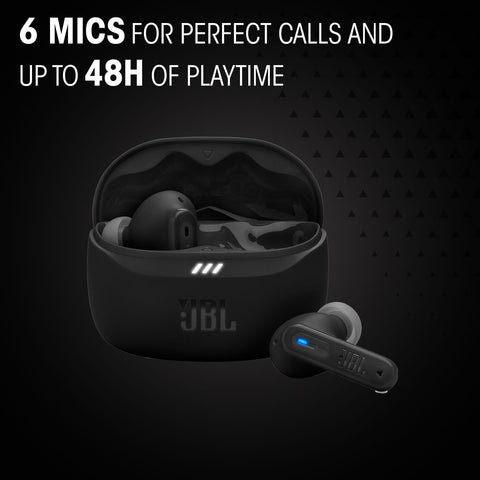JBL Tune Beam 2, Wireless Noise Cancelling Bluetooth Earbuds with 48h Playtime, IP54 Water and Dust Resistant, Multi-Point Connection, Ergonomic, Closed-Back Stick Design, Black