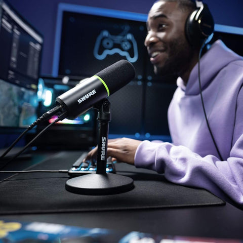 Shure MV6 Gaming Microphone, Dynamic USB PC Mic for Gaming & Streaming, Desktop Stand, Background Noise Cancellation, Tap-to-Mute & 3.5mm Output for Real-Time Headphone Monitoring