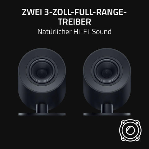 Razer Nommo V2 X - Full-Range 2.0 PC Gaming Speakers (Two 3” Full-Range Drivers, THX Spatial Audio, Max Sound Pressure Level of 96dB, Cross-Platform Compatibility) Black