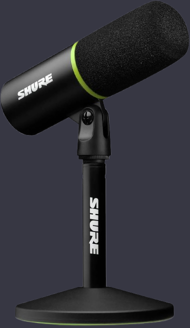 Shure MV6 Gaming Microphone, Dynamic USB PC Mic for Gaming & Streaming, Desktop Stand, Background Noise Cancellation, Tap-to-Mute & 3.5mm Output for Real-Time Headphone Monitoring