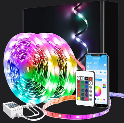 phopollo Led Strip Light, 10m led Light Strips with Remote & App Music Sync Mode Smart Flexible Lights for Bedroom Ceiling Party Stairs (5Mx2) [Energy Class A]