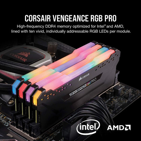 CORSAIR VENGEANCE RGB PRO DDR4 RAM 32GB (2x16GB) 3200MHz CL16-20-20-38 1.35V Intel XMP AMD EXPO Computer Memory – Black