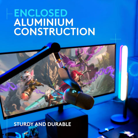 Logitech G Yeticaster GX Dynamic Supercardioid Gaming Microphone With Boom Arm, RGB Lighting and LIGHTSYNC, Broadcast-Style USB Mic for PC and Mac, Use for Recording and Streaming