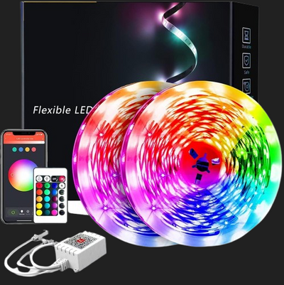 phopollo Led Strip Light 20m Compatible for Alexa & Google Home, Smart WiFi App Control, Music Sync Mode with Mic, Flexible Led Lights for Bedroom, Gaming Room (10mx2) [Energy Class G]