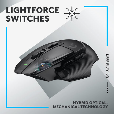 Logitech G 502 X Lightspeed Wireless, Optical Mechanical Lightforce Hybrid Switches, Hero 25K Sensor, Compatible with PC, macOS/Windows, Black