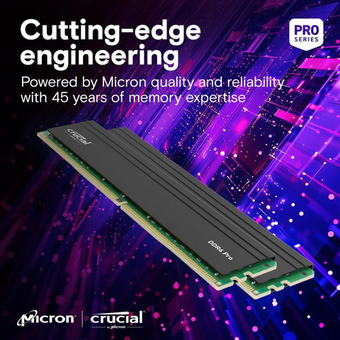 Crucial Pro DDR4 RAM 32GB Kit (2x16GB) 3200MHz, Intel XMP 2.0, Computer Memory (PC) - CP2K16G4DFRA32A
