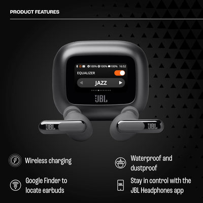 JBL Live Beam 3, Wireless Earbud Headphones with Bluetooth, 48h Battery Life, True Adaptive Noise Cancelling and High-Resolution Signature Sound, IP55 Waterproof, Closed-Back Stick Design, Black