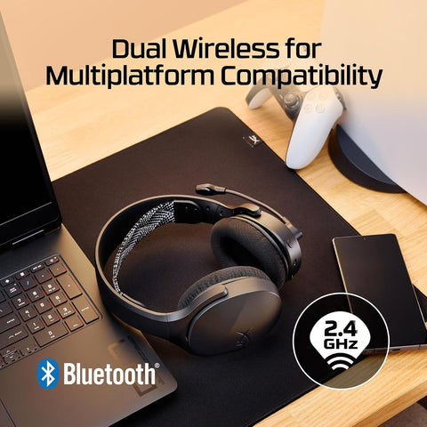 HyperX Cloud Jet Dual Wireless Gaming Headset, 2.4GHz & Bluetooth, PC, Mac, PS5, PS4, Mobile, 40 mm Driver, 25 Hours Battery Life, Swivel-to-Mute Microphone, Lightweight Design, Black