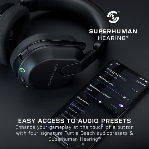 Turtle Beach Stealth 600 Black PC Wireless Gaming Headset w/ 80hr Battery, 50mm Speakers & Bluetooth for PC, PS5, PS4, Nintendo Switch and Mobile