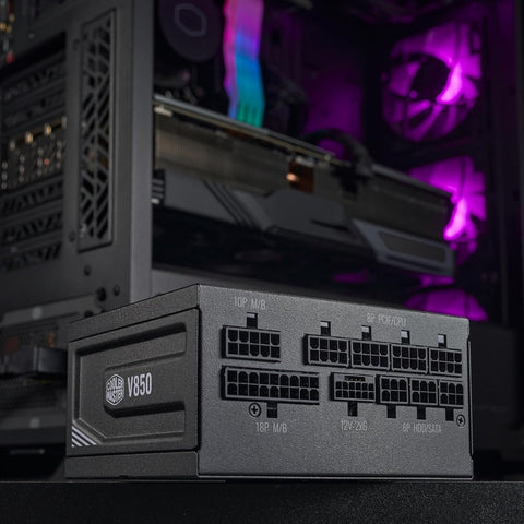 Cooler Master V850 SFX Gold ATX 3.1, UK Plug - 850W 80 PLUS Gold, Fully Modular Power Supply Unit, SFFmini-ITX PSU, 92mm FDB Fan, PCIe 5.1 Cable, SFX-to-ATX Bracket, 10-Year Warranty