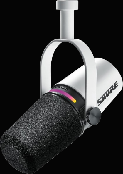 Shure MV7+ Podcast Microphone. Enhanced Audio, LED Touch Panel, USB-C & XLR Outputs, Auto Level Mode, Digital Pop Filter, Reverb Effects, Podcasting, Streaming, Recording - White