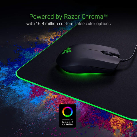 Razer Goliathus Extended Chroma Soft Extended Gaming Mouse Mat, Chroma RGB Lighting, Cable Holder, Fabric Surface, Quilted Edge, Optimized for All Mice, Black