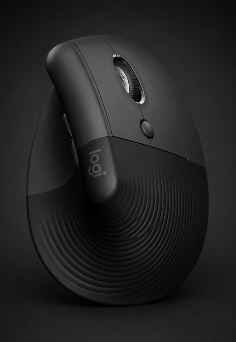 Logitech Lift Vertical Ergonomic Mouse, Wireless, Bluetooth or Logi Bolt USB receiver, Quiet clicks, 4 buttons, compatible with Windows/macOS/iPadOS, Laptop, PC - Graphite
