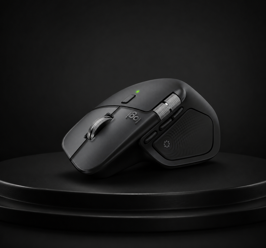 Logitech MX Master 4 for Mac, Ergonomic Bluetooth Mouse with Advanced Performance Haptic Feedback, Ultra-Fast Scrolling, USB-C Charging, MacOS, iPadOS, Windows - Space black