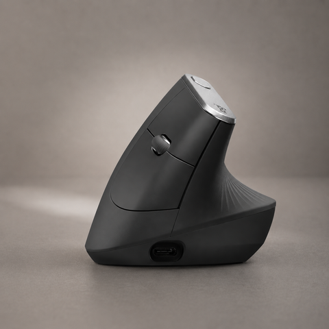 Logitech MX Vertical Ergonomic Mouse, Multi-Device, Bluetooth or 2.4GHz Wireless with USB Unifying Receiver, 4000 DPI Optical Tracking, 4 Buttons, Fast Charging, Laptop/PC/Mac/iPad OS- Black