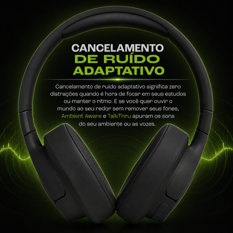 JBL Tune 770NC Wireless Over-Ear Headphones, with Adaptive Noise Cancelling, Bluetooth and 70 Hours Battery Life, in Black