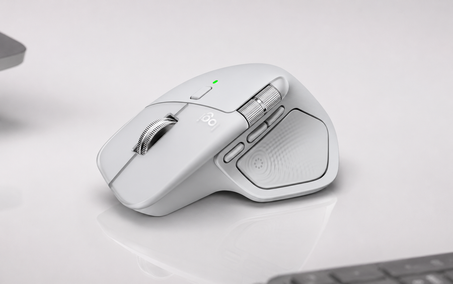 Logitech MX Master 4, Ergonomic Wireless Mouse with Advanced Performance Haptic Feedback, Ultra-Fast Scrolling, USB-C Charging, Bluetooth, Windows, MacOS - Pale grey