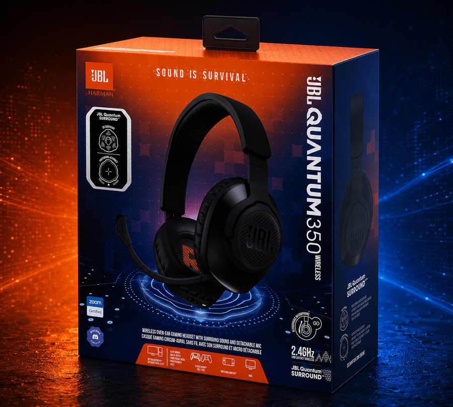 JBL Quantum 350 Wireless Gaming Headset with Boom Mic, Adjustable Headband and USB Connectivity for Multi-Platform Gaming