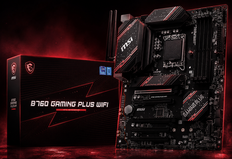 MSI B760 Gaming Plus WiFi Gaming Motherboard (Supports 12th/13th/14th Gen Intel Processors, LGA 1700, DDR5, PCIe 4.0, M.2, 2.5Gbps LAN, USB 3.2 Gen2, HDMI/DP, Wi-Fi 6E, Bluetooth 5.3, ATX)