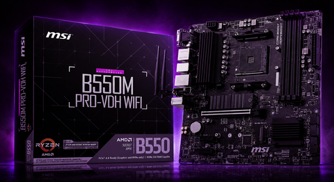 MSI B550M PRO-VDH WiFi ProSeries Motherboard (AMD AM4, DDR4, PCIe 4.0, SATA 6Gb/s, M.2, USB 3.2 Gen 1, Wi-Fi, D-SUB/HDMI/DP, Micro-ATX)