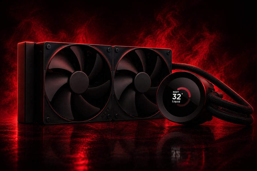 NZXT Kraken Plus 240 - AIO CPU Liquid Cooler - 240mm Radiator - 2 x F120P Fans - Customizable 1.54" Square LCD - AMD AM5, AM4 - Intel LGA 1851/1700, 1200/115X - Black