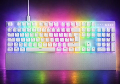 "NZXT Function 2-2024 Optical Full Format Gaming Keyboard RGB Illuminated 8K Query Rate Linear Opt. Switches Adjustable Trigger Hot-Swap Gaming Keyboard White UK (QWERTY)