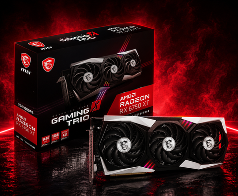 MSI Radeon RX 6750 XT GAMING X TRIO 12G Graphics Card-12GB GDDR6, 2623 MHz, PCI Express 4, 192-bit, 3x DP v 1.4a, HDMI 2.1 (Supports 4K & 8K)