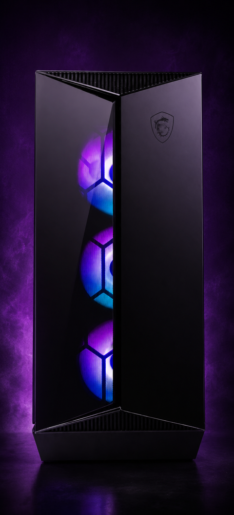 MSI MPG GUNGNIR 110R - 'G110R' Mid Tower Gaming Computer Case, Black, USB 3.2 Gen2 Type C, 4x 120 mm ARGB Fan, Mystic Light Sync, 1 to 6 ARGB Control Board, Tempered Glass Panel, ATX, mATX, Mini-ITX