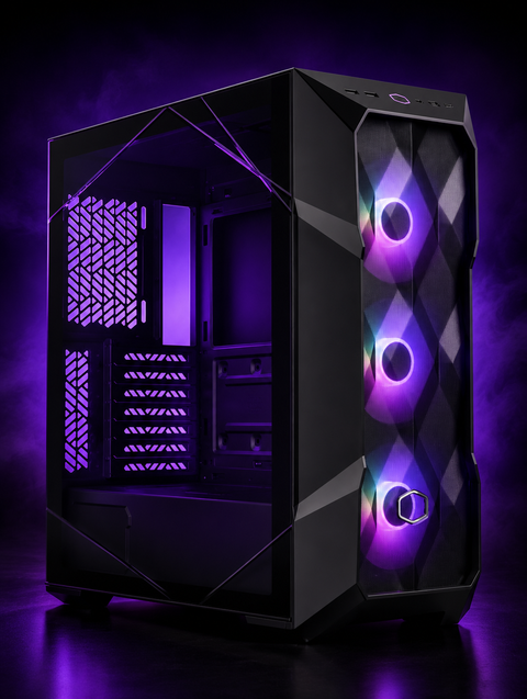 Cooler Master MasterBox TD500 Mesh V2 - E-ATX Mid-Tower PC Case with Tessellated Mesh, 3 x 120mm Pre-Installed ARGB Fans, Removable Top Panel, Tempered Glass Side Panel, USB Type-C 10Gbps - Black