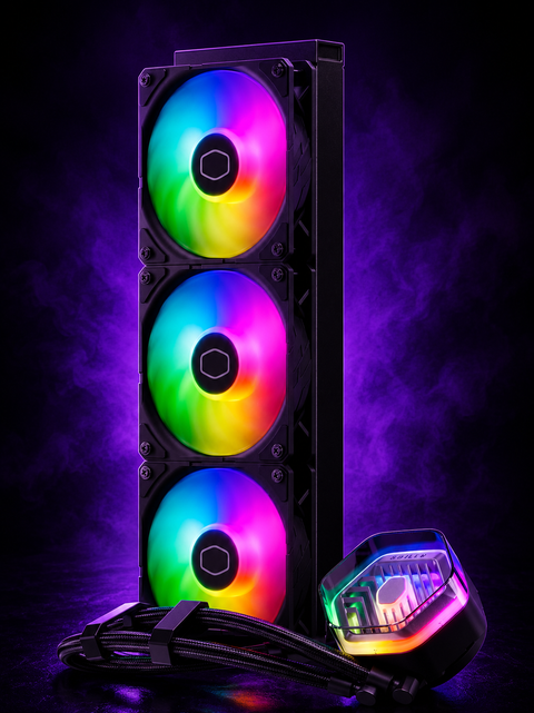 Cooler Master MasterLiquid Atmos 360 Black CPU Liquid Cooler - AIO Water Cooling System, Dual Chamber Pump, Pre-Installed Sickleflow 120 Edge Fans, Addressable Gen 2 RGB, LGA1700 & AM5 Brackets