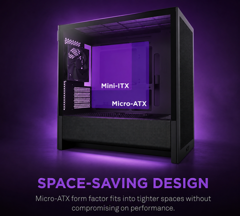 NZXT H3 Flow – Micro-ATX PC Case – Optimized Airflow – Includes 1 x 120mm Rear Fan – Supports Full-Sized GPUs – Fits 280mm Front, 240mm Top Radiator – Back-Connect Motherboard – Black