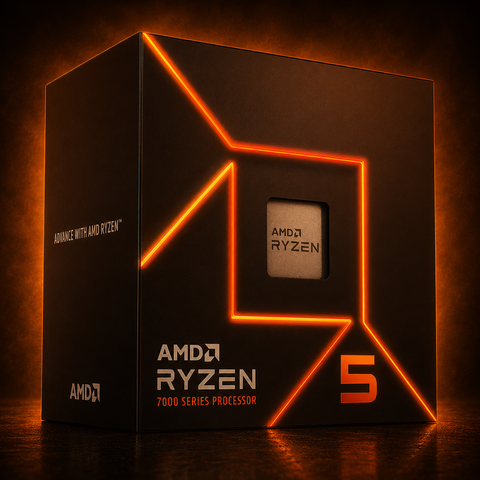 AMD Ryzen 5 7600 Desktop Processor (6-core12-thread, 38MB cache, up to 5.1 GHz max boost) with AMD Wraith Stealth Cooler