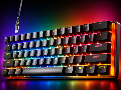 SteelSeries Apex Pro Mini HyperMagnetic Gaming - The World's Fastest - Customizable Response - 60% Form Factor - RGB - PBT Keycaps - USB-C - American Keyboard QWERTY