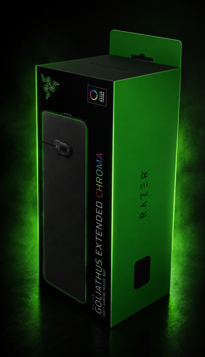 Razer Goliathus Extended Chroma Soft Extended Gaming Mouse Mat, Chroma RGB Lighting, Cable Holder, Fabric Surface, Quilted Edge, Optimized for All Mice, Black