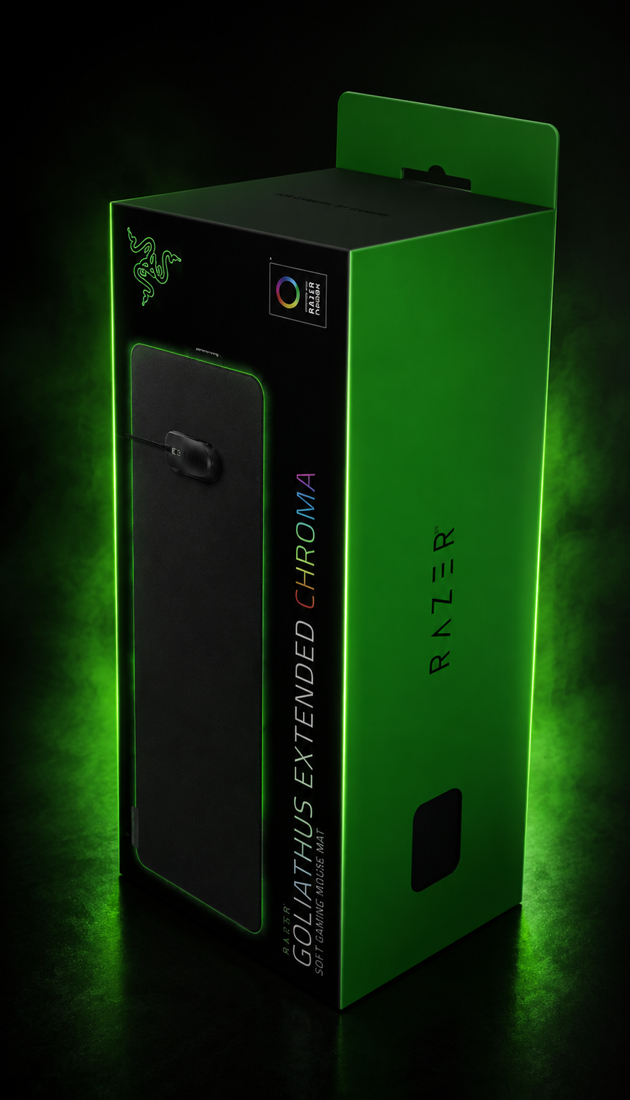 Razer Goliathus Extended Chroma Soft Extended Gaming Mouse Mat, Chroma RGB Lighting, Cable Holder, Fabric Surface, Quilted Edge, Optimized for All Mice, Black