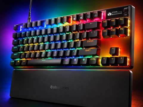 SteelSeries Apex Pro TKL Gen 3 OmniPoint 3.0 HyperMagnetic Switches — Adjustable Actuation — Rapid Trigger — Game-Ready Presets — Protection Mode — Rapid Tap/SOCD — OLED — RGB — PBT Keycaps — USB-C