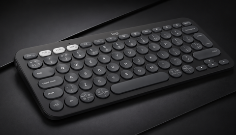 Logitech Pebble Keys 2 K380s, Multi-Device Bluetooth Wireless Keyboard with Customisable Shortcuts,Slim and Portable,Easy-Switch for Windows/macOS/iPadOS/Android/Chrome OS, QWERTY UK Layout - Graphite