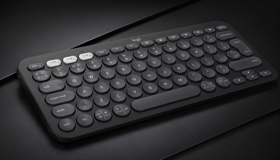 Logitech Pebble Keys 2 K380s, Multi-Device Bluetooth Wireless Keyboard with Customisable Shortcuts,Slim and Portable,Easy-Switch for Windows/macOS/iPadOS/Android/Chrome OS, QWERTY UK Layout - Graphite