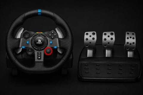 Logitech G G29 Driving Force Racing Wheel and Floor Pedals, Real Force Feedback, Stainless Steel Paddle Shifters, Steering Wheel Cover for PS5, PS4, PC, Mac - Black
