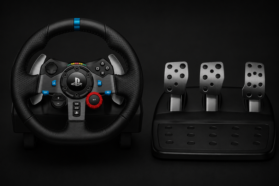 Logitech G G29 Driving Force Racing Wheel and Floor Pedals, Real Force Feedback, Stainless Steel Paddle Shifters, Steering Wheel Cover for PS5, PS4, PC, Mac - Black