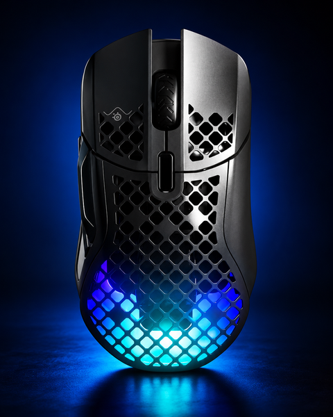 SteelSeries Aerox 5 Wireless - Holey RGB Gaming Mouse - Ultra-Lightweight Water Resistant Design - 9 Buttons - Bluetooth/2.4 GHz - 18K DPI TrueMove Air Optical Sensor, Black