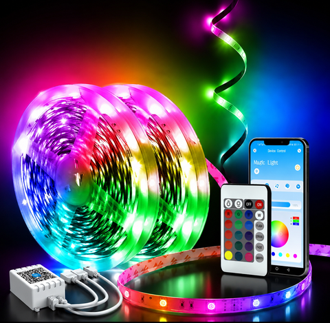 phopollo Led Strip Light, 40m led Light Strips with Remote & App Music Sync Mode Smart Flexible Lights for Bedroom Ceiling Party Stairs (20Mx2) [Energy Class G]